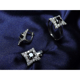 Гарнитур Серебряное Кольцо 15003 / Серебряные Серьги 25003