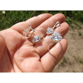 Гарнитур Серебряное Кольцо 15006 / Серебряные Серьги 25006 / Серебряный Подвес 35006