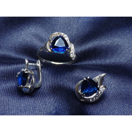 Гарнитур Серебряное Кольцо 15008 / Серебряные Серьги 25008 / Серебряный Подвес 35008