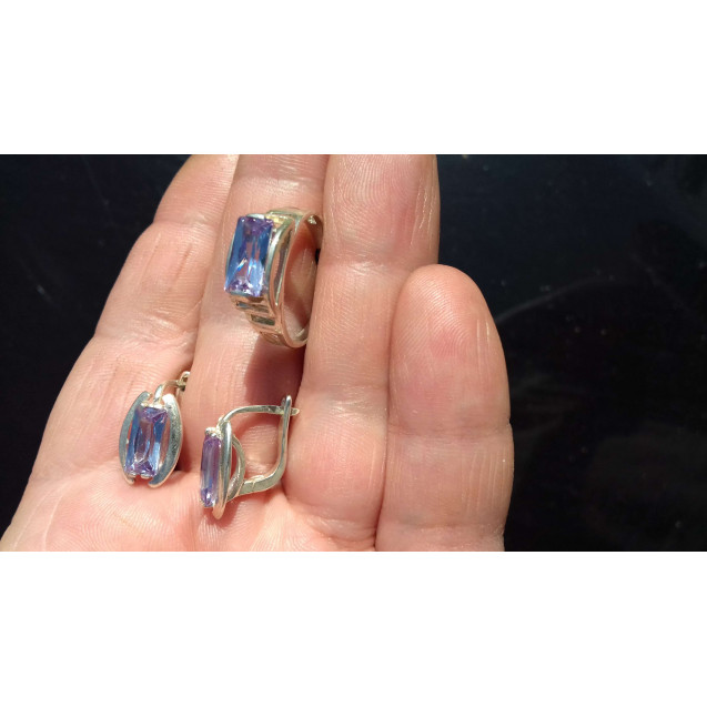 Гарнитур Серебряное Кольцо 15033 / Серебряные Серьги 25033