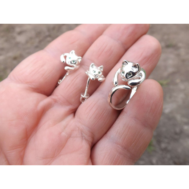 Гарнитур Серебряное Кольцо 15046 / Серебряные Серьги 25046