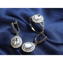 Гарнитур Серебряное Кольцо 15050 / Серебряные Серьги 25050 / Серебряный Подвес 35050