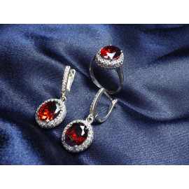 Гарнитур Серебряное Кольцо 15052 / Серебряные Серьги 25052 / Серебряный Подвес 35052