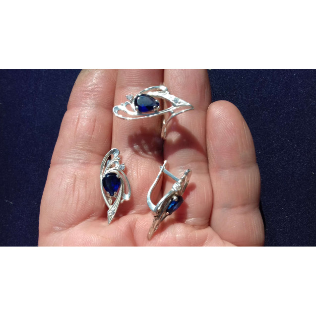 Гарнитур Серебряное Кольцо 15132 / Серебряные Серьги 25132 / Серебряный Подвес 35132