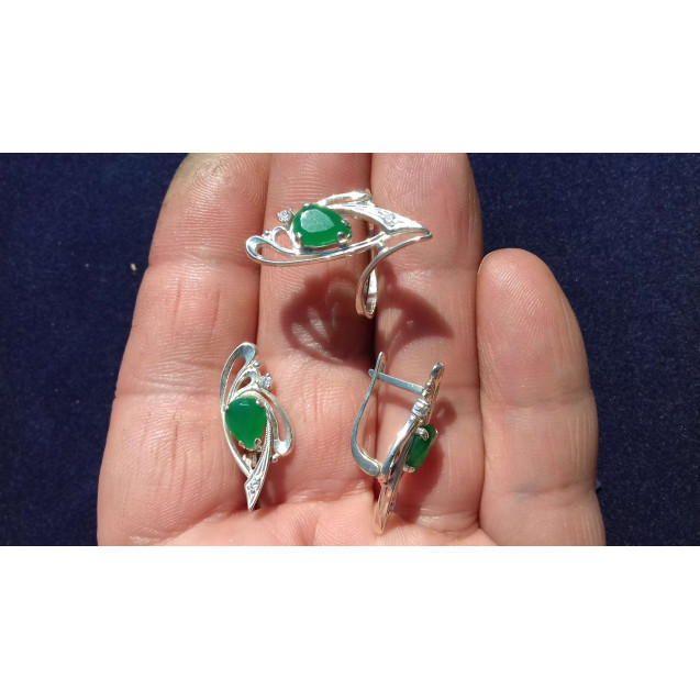 Гарнитур Серебряное Кольцо 15132 / Серебряные Серьги 25132 / Серебряный Подвес 35132