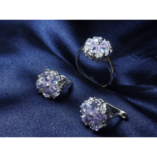 Гарнитур Серебряное Кольцо 15139 / Серебряные Серьги 25139