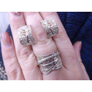 Гарнитур Серебряное Кольцо 15144 / Серебряные Серьги 25144