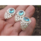 Гарнитур Серебряное Кольцо 15154 / Серебряные Серьги 25154