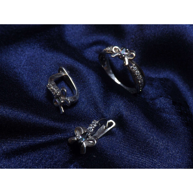 Гарнитур Серебряное Кольцо 15155 / Серебряные Серьги 25155