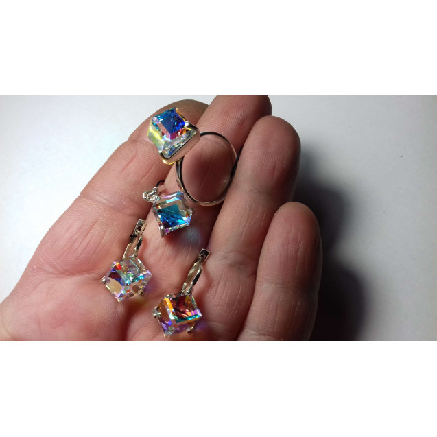 Гарнитур Серебряное Кольцо 15173 / Серебряные Серьги 25173 / Серебряный Подвес 35173