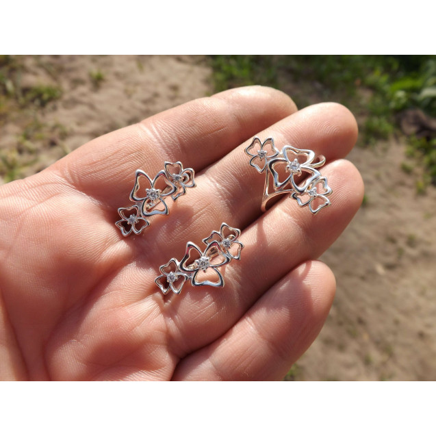 Гарнитур Серебряное Кольцо 15274 / Серебряные Серьги 25274