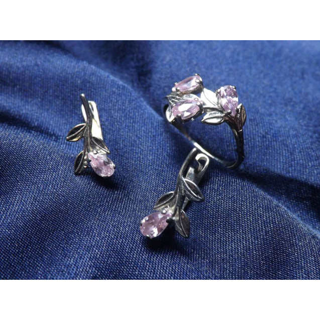 Гарнитур Серебряное Кольцо 15307 / Серебряные Серьги 25307