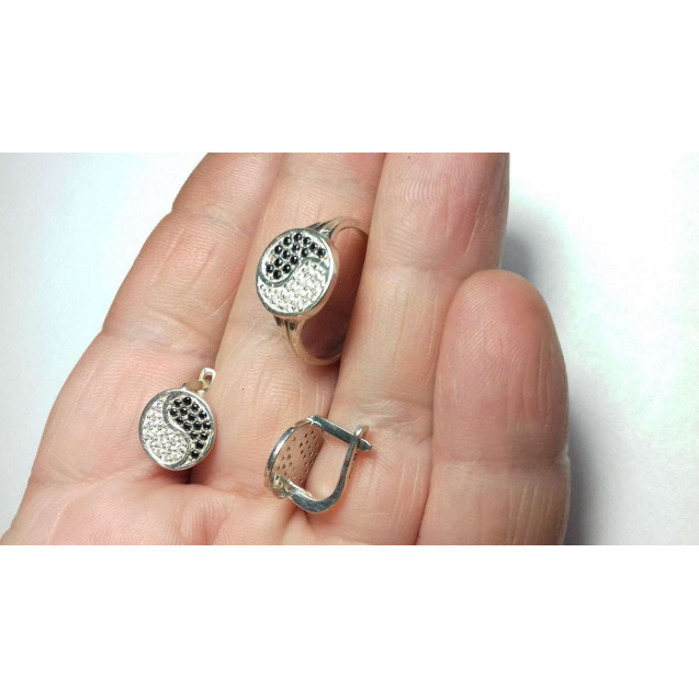 Гарнитур Серебряное Кольцо 15310 / Серебряные Серьги 25310