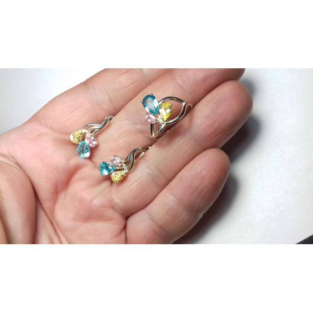 Гарнитур Серебряное Кольцо 15316 / Серебряные Серьги 25316