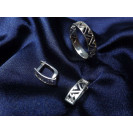 Гарнитур Серебряное Кольцо 15325 / Серебряные Серьги 25325