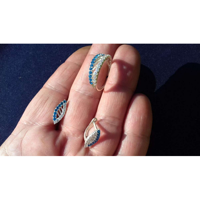 Гарнитур Серебряное Кольцо 15345 / Серебряные Серьги 25345