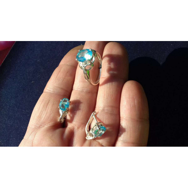 Гарнитур Серебряное Кольцо 15346 / Серебряные Серьги 25346