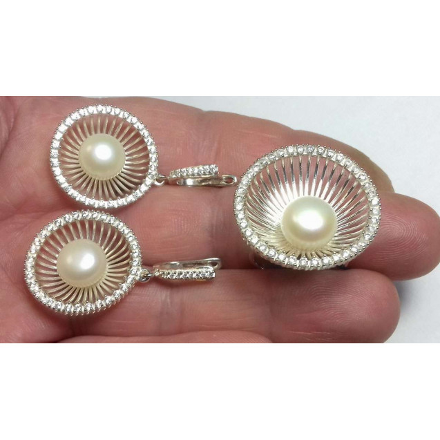 Гарнитур Серебряное Кольцо 15354 / Серебряные Серьги 25354