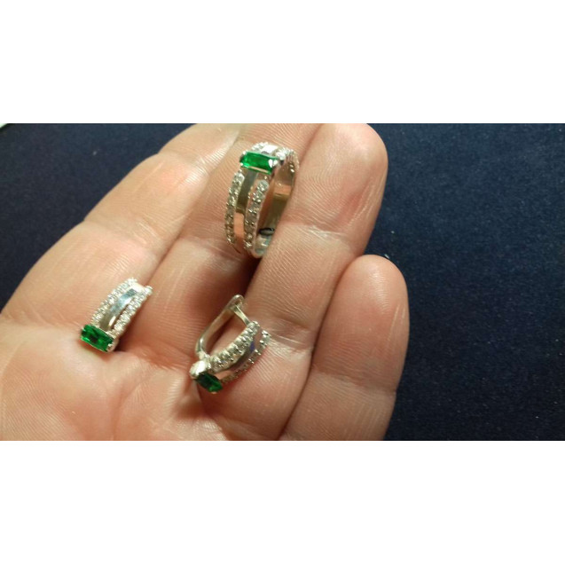 Гарнитур Серебряное Кольцо 15355 / Серебряные Серьги 25355