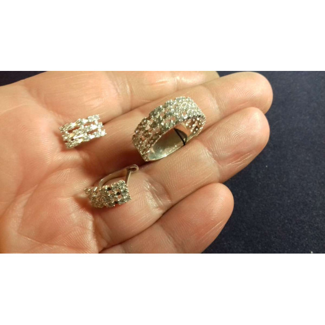 Гарнитур Серебряное Кольцо 15362 / Серебряные Серьги 25362