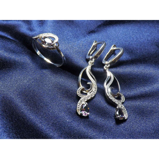 Гарнитур Серебряное Кольцо 15368 / Серебряные Серьги 25368