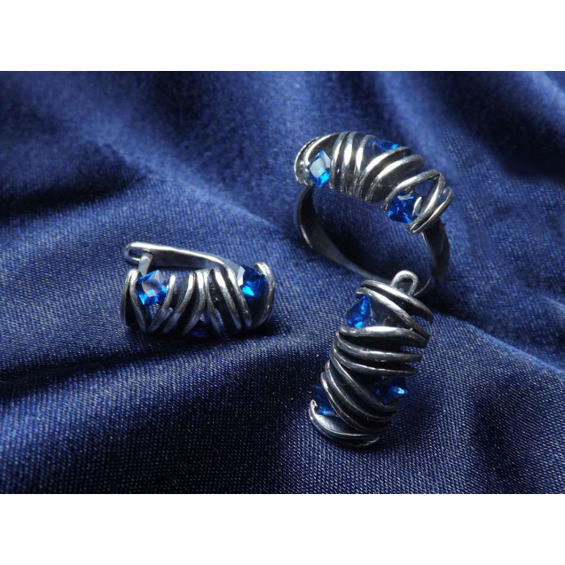 Гарнитур Серебряное Кольцо 15374 / Серебряные Серьги 25374