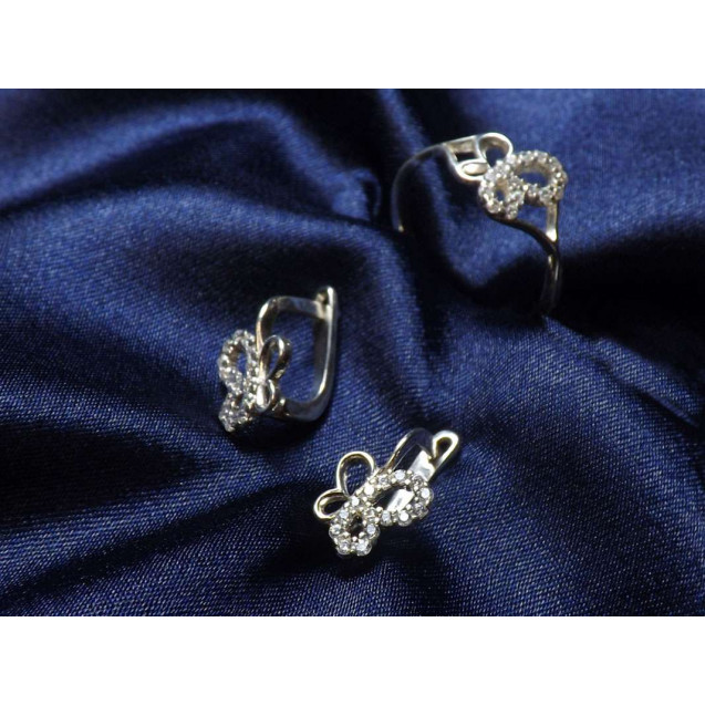 Гарнитур Серебряное Кольцо 15377 / Серебряные Серьги 25377