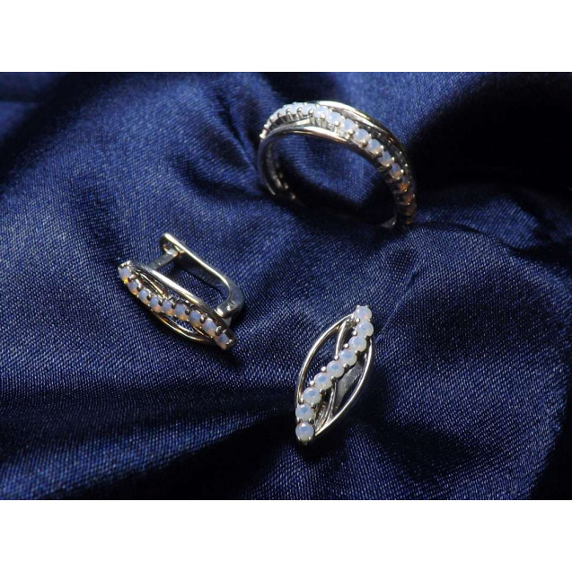 Гарнитур Серебряное Кольцо 15378 / Серебряные Серьги 25378