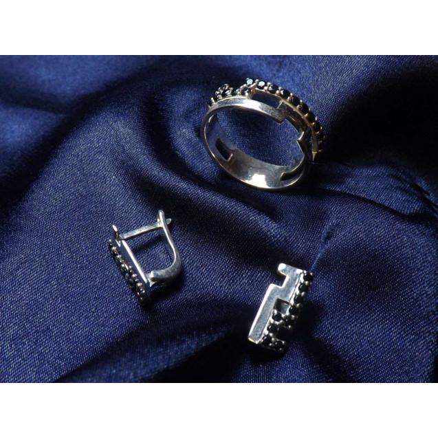 Гарнитур Серебряное Кольцо 15379 / Серебряные Серьги 25379
