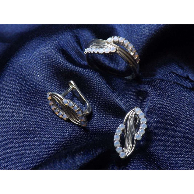 Гарнитур Серебряное Кольцо 15385 / Серебряные Серьги 25385