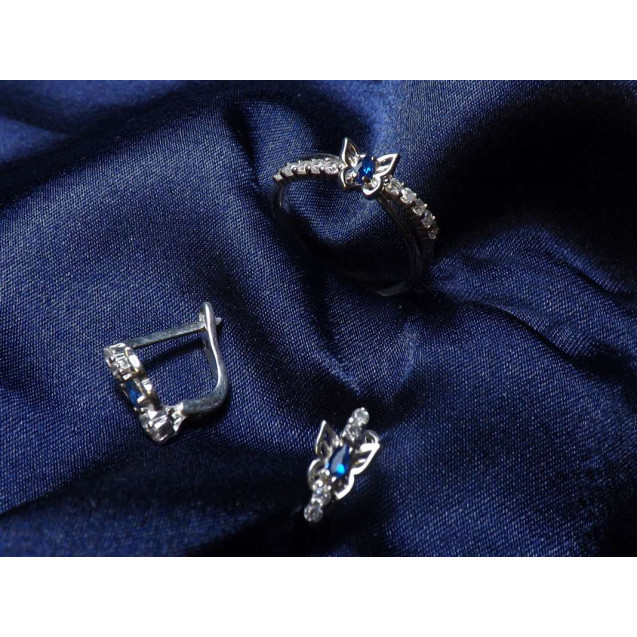 Гарнитур Серебряное Кольцо 15381 / Серебряные Серьги 25381