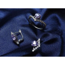 Гарнитур Серебряное Кольцо 15383 / Серебряные Серьги 25383