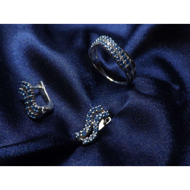 Гарнитур Серебряное Кольцо 15387 / Серебряные Серьги 25387