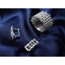 Гарнитур Серебряное Кольцо 15393 / Серебряные Серьги 25393