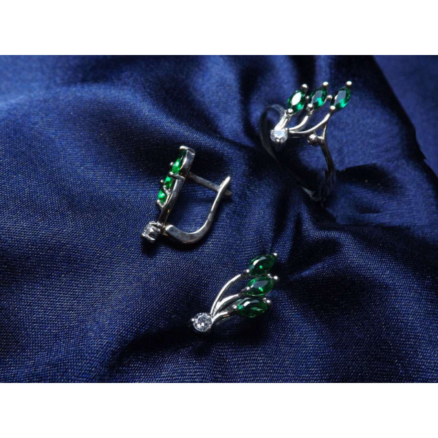 Гарнитур Серебряное Кольцо 15399 / Серебряные Серьги 25399