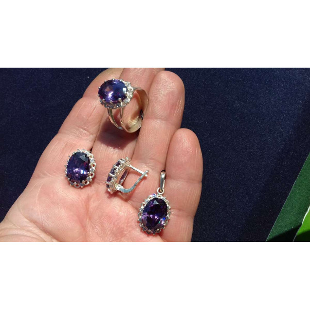 Гарнитур Серебряное Кольцо 15409 / Серебряные Серьги 25409