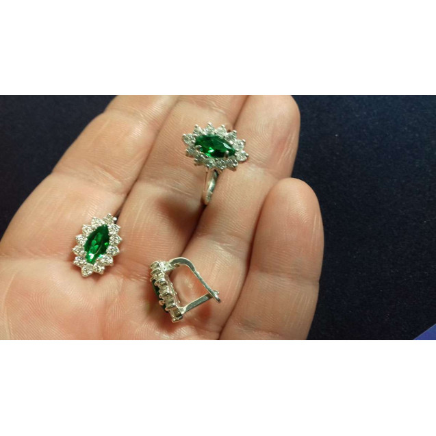 Гарнитур Серебряное Кольцо 15411 / Серебряные Серьги 25411