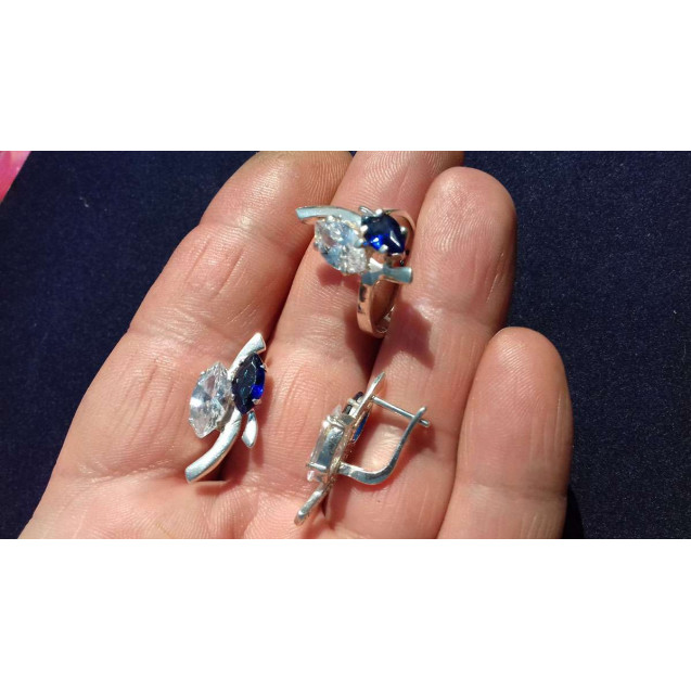 Гарнитур Серебряное Кольцо 15412 / Серебряные Серьги 25412