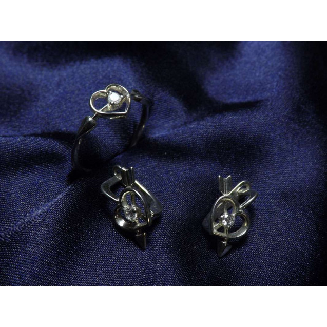 Гарнитур Серебряное Кольцо 15438 / Серебряные Серьги 25438