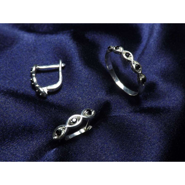 Гарнитур Серебряное Кольцо 15441 / Серебряные Серьги 25441