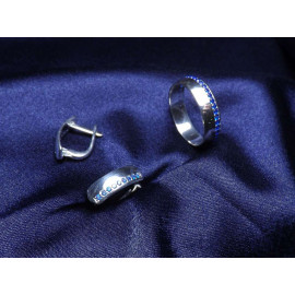 Гарнитур Серебряное Кольцо 15467 / Серебряные Серьги 25467