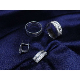 Гарнитур Серебряное Кольцо 15472 / Серебряные Серьги 25472