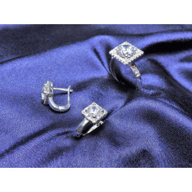 Гарнитур Серебряное Кольцо 15473 / Серебряные Серьги 25473