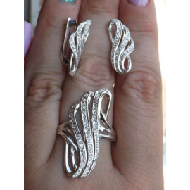 Гарнитур Серебряное Кольцо 15029 / Серебряные Серьги 25029