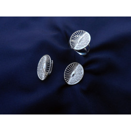 Гарнитур Серебряное Кольцо 15031 / Серебряные Серьги 25031