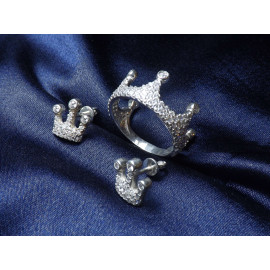 Гарнитур Серебряное Кольцо 15035 / Серебряные Серьги 25035