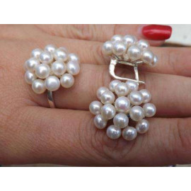 Гарнитур Серебряное Кольцо 15055 / Серебряные Серьги 25055