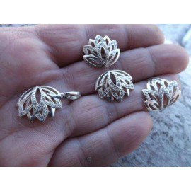 Гарнитур Серебряное Кольцо 15060 / Серебряные Серьги 25060 / Серебряный Подвес 35060