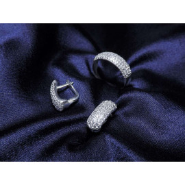 Гарнитур Серебряное Кольцо 15065 / Серебряные Серьги 25065