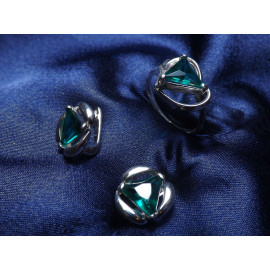 Гарнитур Серебряное Кольцо 15066 / Серебряные Серьги 25066